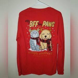 Simply Southern Christmas Shirt with Cat and Dog Print
